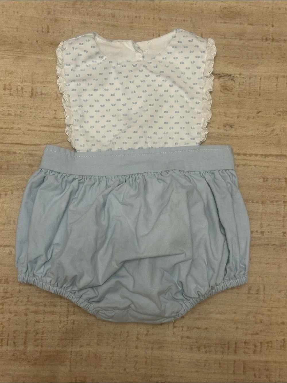 Willow Light Blue Baby Bloomers Set with White Heart-Print Top